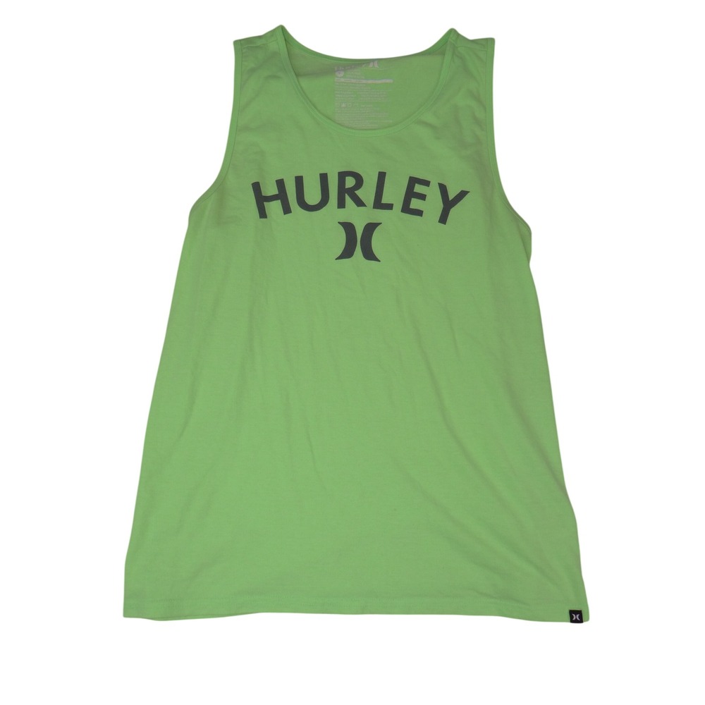 Hurley Mens Premium Fit Tank Top Neon Lime Green Graphic Logo Large 3972
